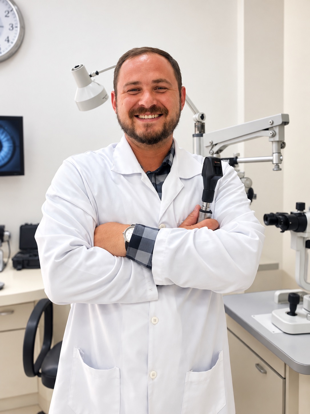 Gabriel Baumann, optometrista da Optovisão Itajuba, no consultório